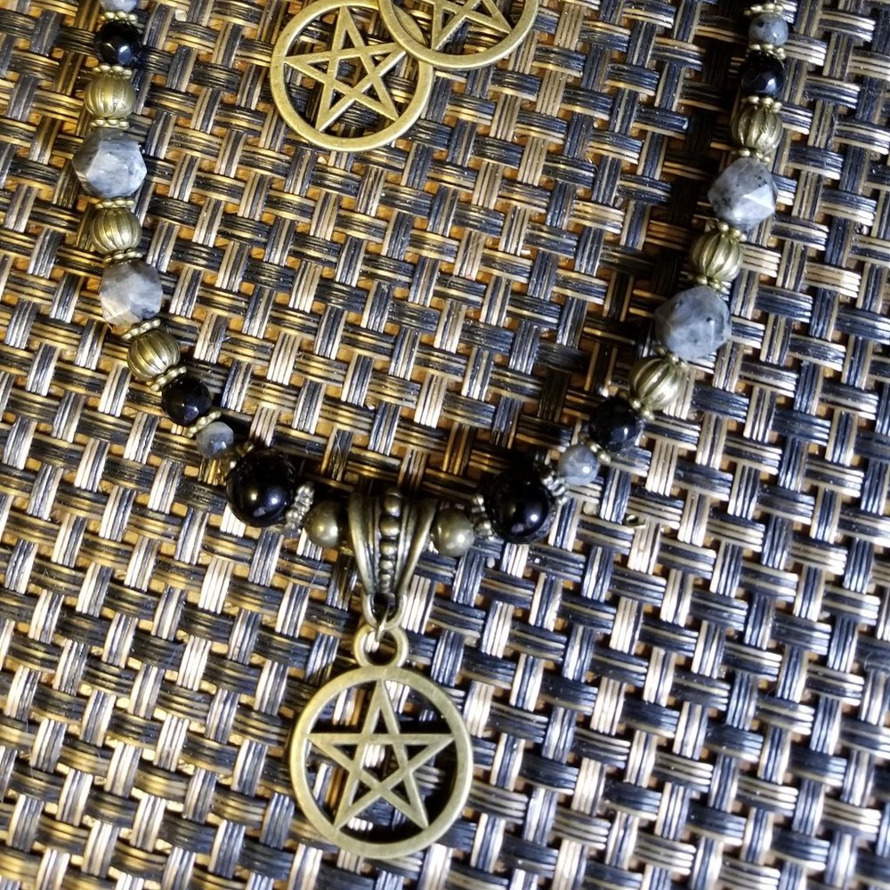 Wiccan / Pagan Labradorite Star Necklace & Earring